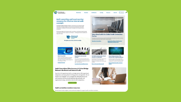 The IIA Launches Global Audit Committee Center to Support Boardroom Excellence